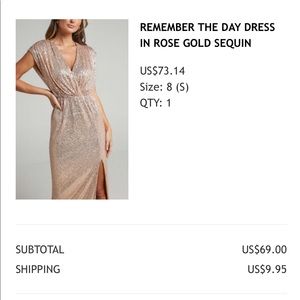 ShowPo Remember the day dress in rose gold sequin size 4 US (s small)